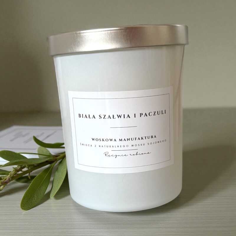 Świeca sojowa "Biała szałwia i paczuli"